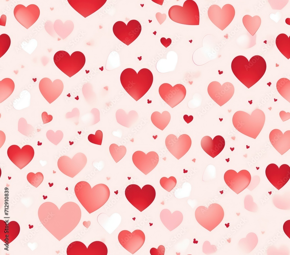Valentine's day greeting card background, cute hearts drawing on a white background 3d