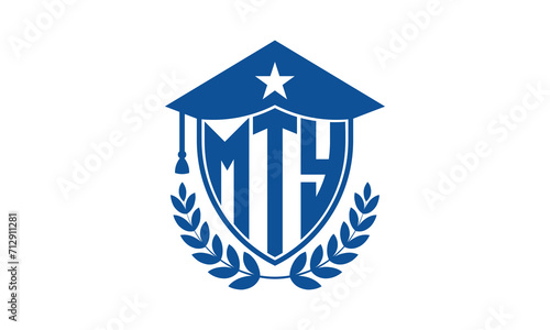 MTY three letter iconic academic logo design vector template. monogram, abstract, school, college, university, graduation cap symbol logo, shield, model, institute, educational, coaching canter, tech photo