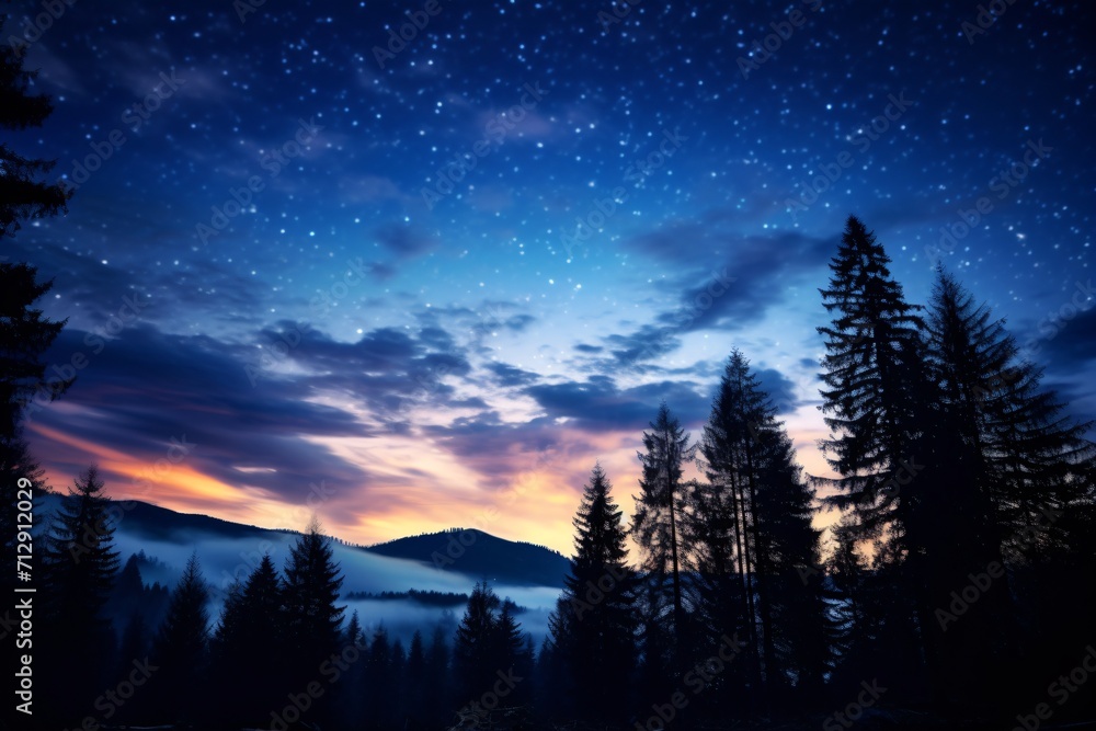 Fototapeta premium Illustration of night sky with stars