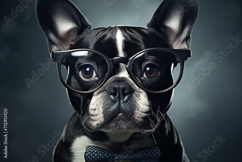 A smart dog wearing spectacles