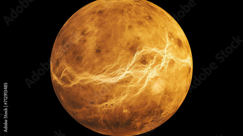 full disk of venus globe planet from space isolated on black background