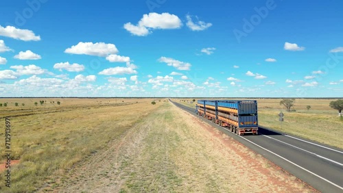 A road train heading out of Longreach in western Queensland photo