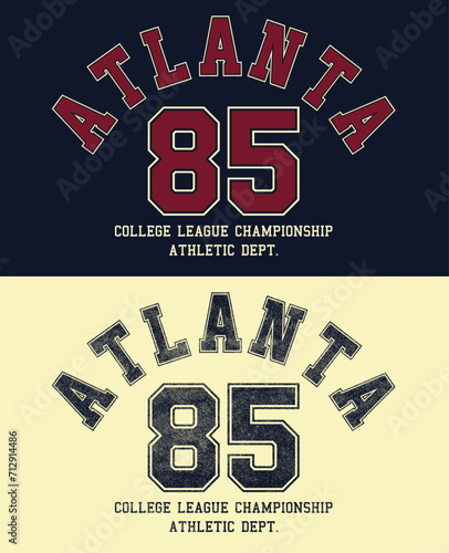 Retro college varsity typography Atlanta sport college slogan print for girl tee , t shirt or sweatshirt , hoodie. 