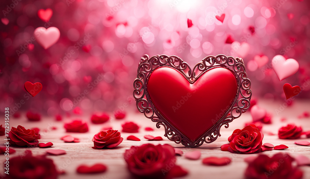 red heart beautiful background, red roses , copyspace red heart beautiful background, red roses , copyspace