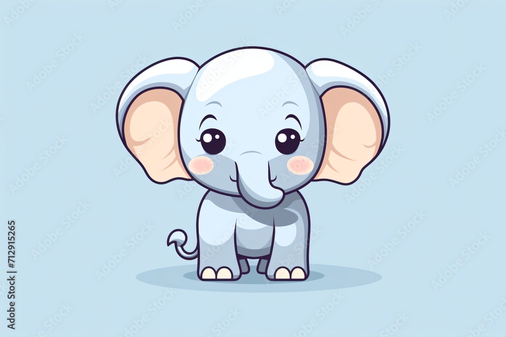 A cute cartoon character of an elephant graphic A cute cartoon character of an elephant graphic