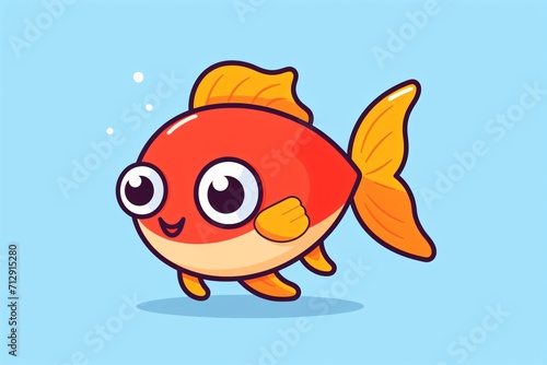 A cute cartoon illustration of a fish in graphic style