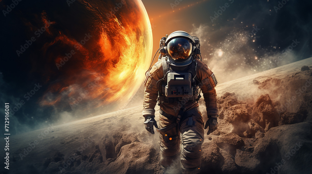 Obraz premium astronaut spaceman outer space solar system people