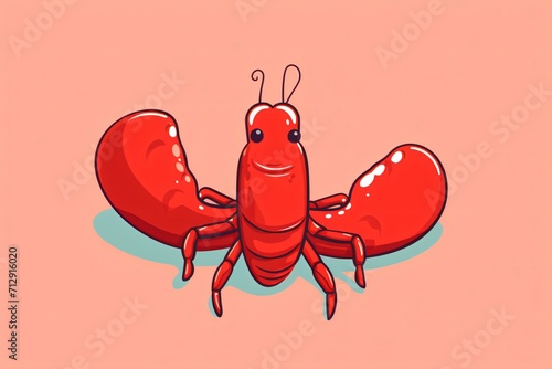 A cute cartoon illustration of a lobster, crab, or crayfish