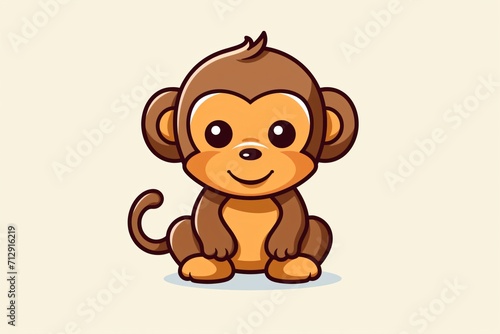 A cute monkey cartoon illustration