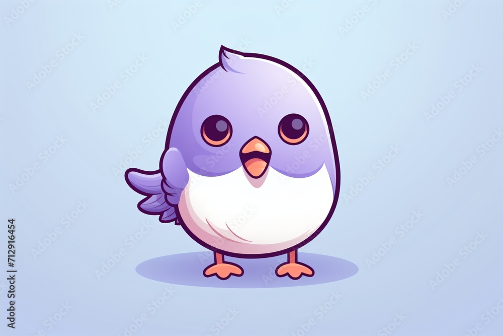 Cartoon illustration of a cute bird in blue color Cartoon illustration of a cute bird in blue color