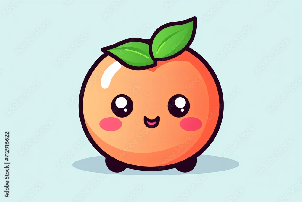 Obraz premium A cute cartoon character of the peach fruit