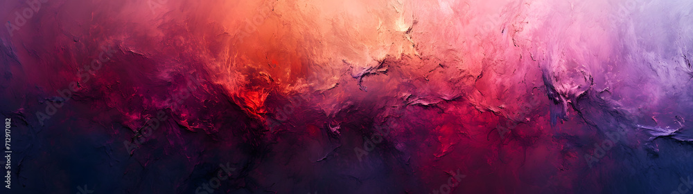 A vibrant display of maroon and magenta hues dance across the canvas, as abstract art paint creates a stunning and colorful cloud formation