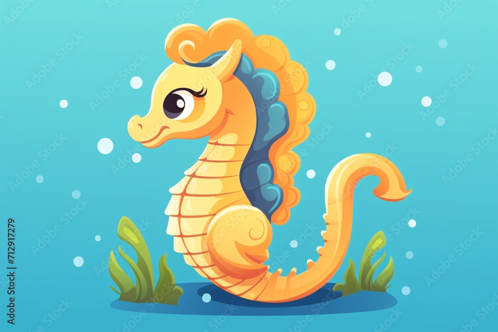 Fototapeta premium A cute cartoon illustration of a seadragon