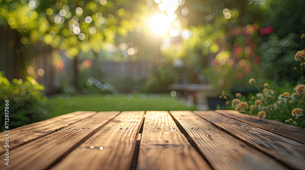 Table in the garden style of wood contemporary landscape beautyful lighting