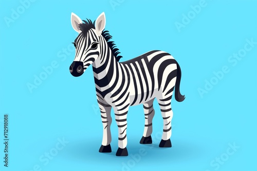 A cute cartoon character illustration of a zebra
