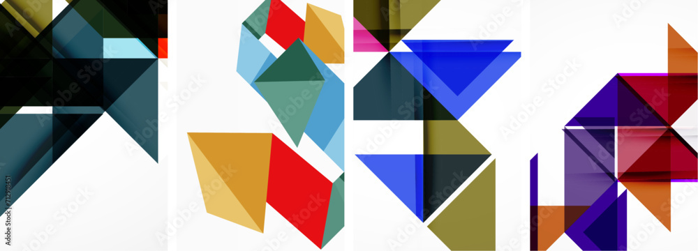 Set of colorful triangle poster cover template backgrounds. Vector illustration For Wallpaper, Banner, Background, Card, Book Illustration, landing page Set of colorful triangle poster cover template backgrounds. Vector illustration For Wallpaper, Banner, Background, Card, Book Illustration, landing page