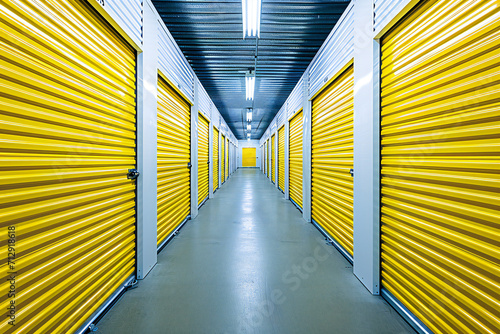 A Walk through of Rental Storage Units with Yellow Doors