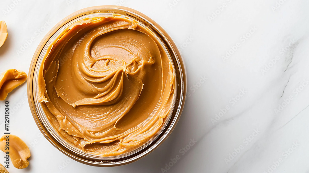 Jar of peanut butter on a white background. Made with generative ai Jar of peanut butter on a white background. Made with generative ai
