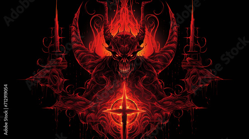 Illustration of satanic symbols without background, Generate AI. 