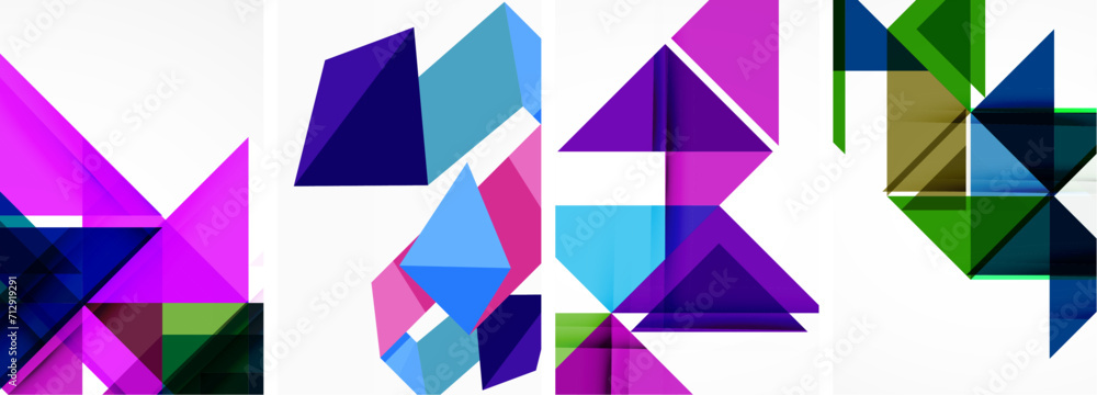 Set of abstract random triangle composition backgrounds. Vector illustration for for wallpaper, business card, cover, poster, banner, brochure, header, website Set of abstract random triangle composition backgrounds. Vector illustration for for wallpaper, business card, cover, poster, banner, brochure, header, website