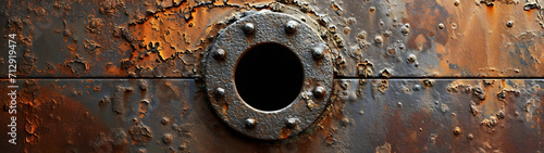 A decaying reminder of the passage of time, a rusted metal with a gaping hole stands abandoned in the harsh outdoor elements