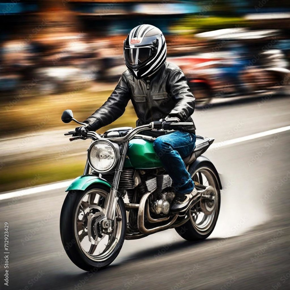A fast moving motorcycle