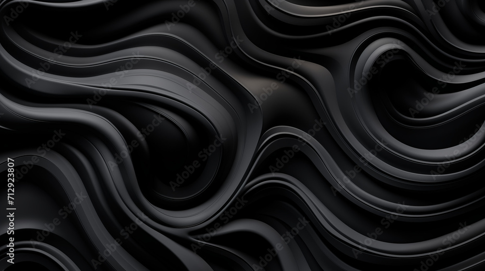 Dynamic Black Swirls, Cartoon-Style Texture Background with Flowing Draperies, Abstract. Dynamic Black Swirls, Cartoon-Style Texture Background with Flowing Draperies, Abstract.