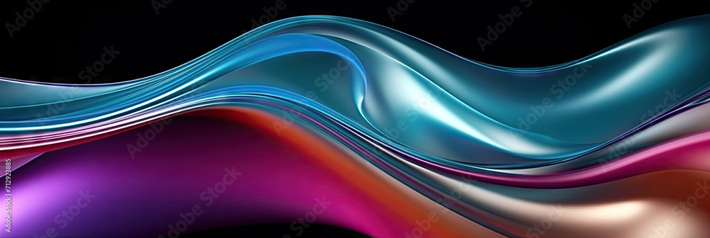 abstract background with waves, 3d colorful liquid flowing like a wave in a dark space, banner abstract background with waves, 3d colorful liquid flowing like a wave in a dark space, banner