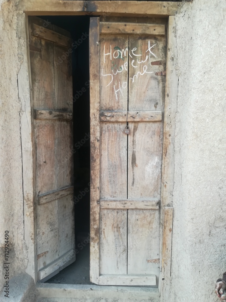 Old wooden house gate in village Old wooden house gate in village