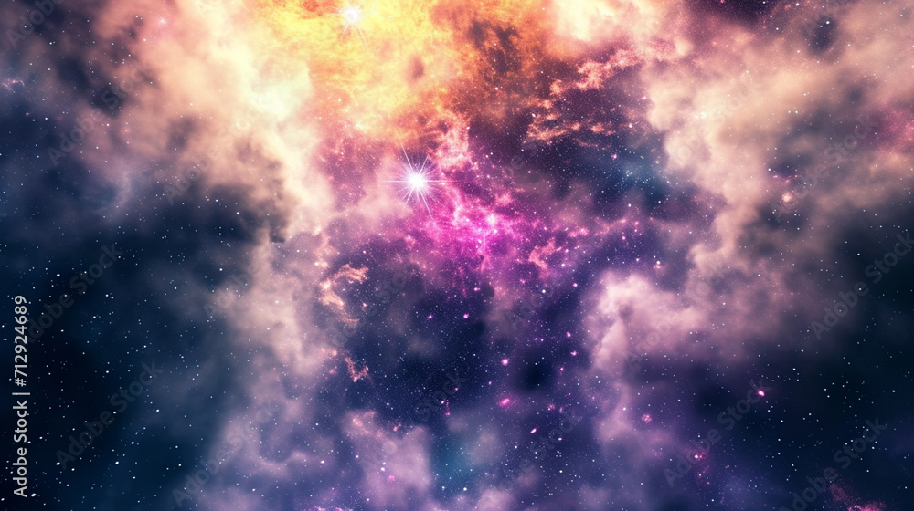 Flying Through Nebula And Star Fields After The Supernova Explosion. Space concept
