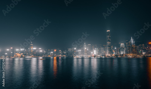 Hong Kong city night view ion monochrome color tone