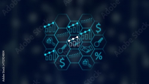 business graph ,business concept animation icon technology, Internet and concept blur icon animated. photo