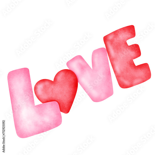 Hand painted watercolor  Valentine's day clipart for card or romantic post cards.