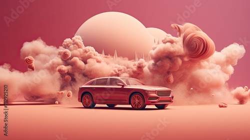 Remote vehicle climate preconditioning solid color background photo