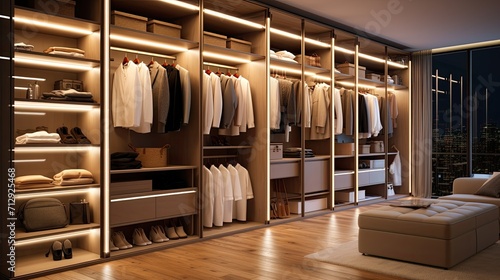 Smart closet lighting systems with motion sensors solid color background © Niki