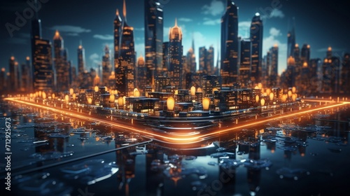 Future Metropolis: Skyscrapers and IoT Transform Urban Living © Yaiza Canvas