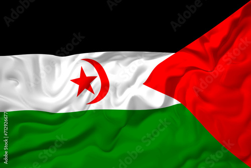 National flag of Sahrawi Arab Democratic Republic. Background  with flag  of Sahrawi Arab Democratic Republic photo