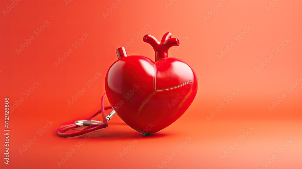 Obraz premium Telecardiovascular interventions for heart care solid color background