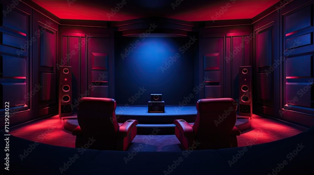 Voice activated home theaters for cinematic experiences solid color background