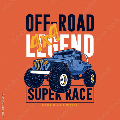 graphic design with old off-road vehicle drawing as vector