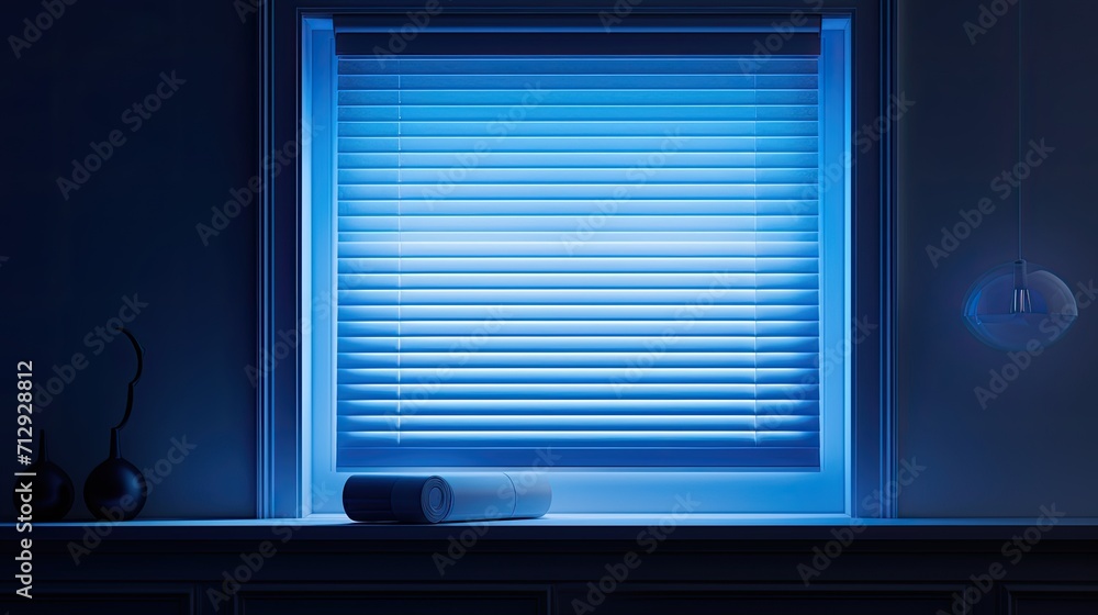 Voice controlled robotic window blinds with voice privacy modes solid color background Voice controlled robotic window blinds with voice privacy modes solid color background