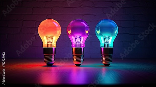 Wireless smart light bulbs with color changing capabilities solid color background photo
