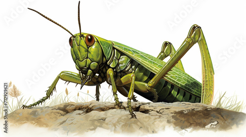 Monster grasshopper illustration without back , Generate AI. © Salis