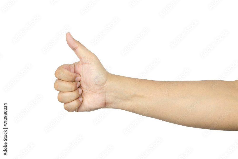 Male hand giving thumb up isolated on white background with clipping path. Male hand giving thumb up isolated on white background with clipping path.