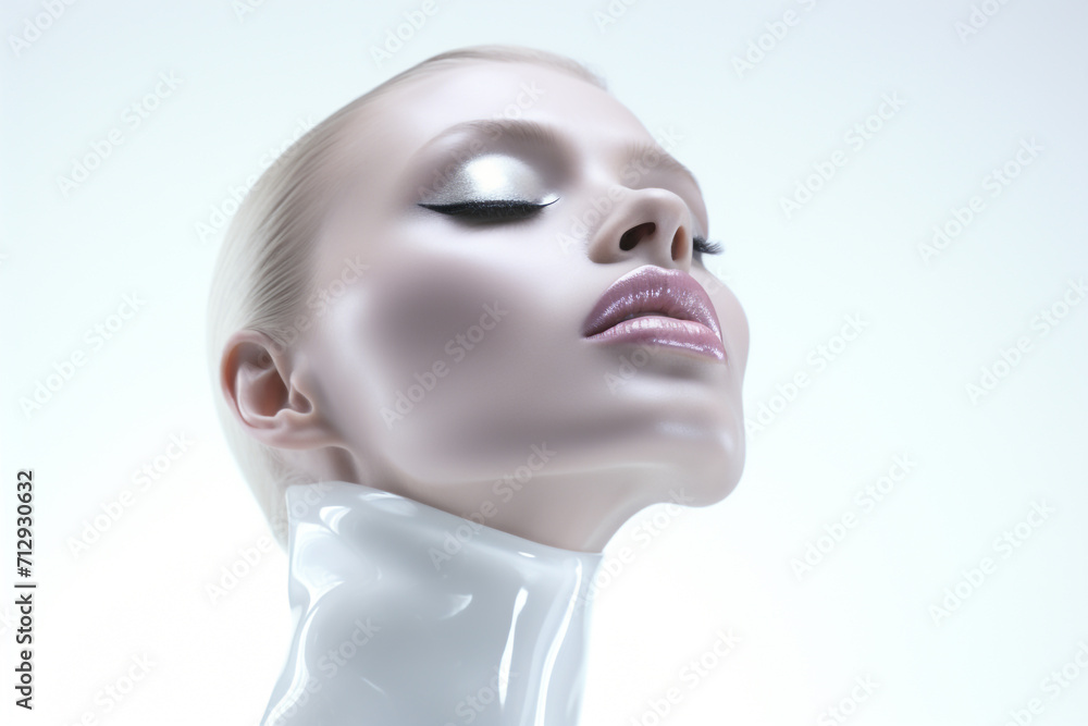 Beauty, fashion, make-up concept. Beautiful model close-up face portrait representing natural and beautiful make-up. Sensual mood and bright background and bright illuminated model Beauty, fashion, make-up concept. Beautiful model close-up face portrait representing natural and beautiful make-up. Sensual mood and bright background and bright illuminated model