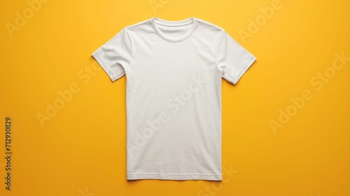 Mockup of a plain white t-shirt laid flat on a neutral background, offering a blank canvas for logo or design placement.