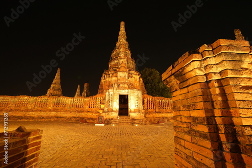 Wat Chaiwatthanaram Ayutthaya Province, Thailand, built in the reign of King Prasat Thong in 1630, taken on 14 January 2024.