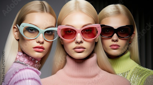 Women in trendy fashion glasses as an accessory and sun protection, Generative Ai © Анатолий Савицкий
