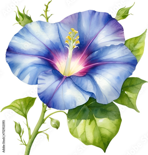 Watercolor painting of a Morning Glory flower.  © Pram