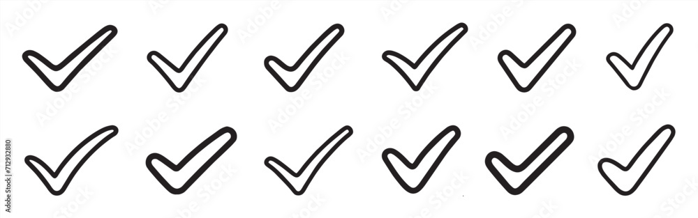 Check mark icons set. Simple check mark. Quality sign icon. Approval check flat style. Checklist symbols. Vector Check mark icons set. Simple check mark. Quality sign icon. Approval check flat style. Checklist symbols. Vector
